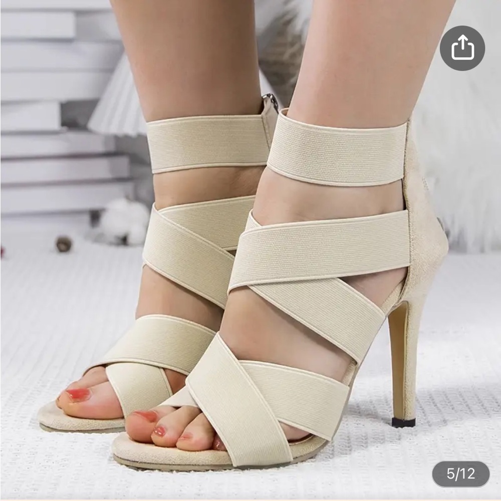NWOT SHEIN Cream Strappy Heels
